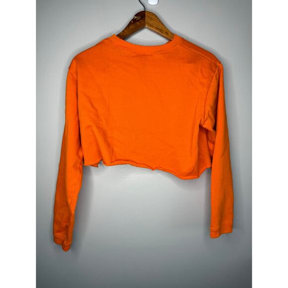 Halloween Orange Ghost & Tree Print Cropped Sweatshirt – Spooky Season Vibes - Picture 3 of 3